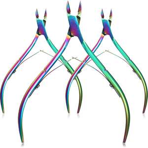 Ensemble de 3 pinces à cuticules en acier inoxydable à lame courbée, ouverture large, durables, professionnelles, pour manucure et pédicure, doigts/ongles - Product Image 1