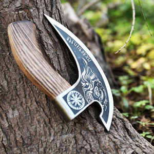 Professional Handmade High Quality Pizza Cutter <b>Axe</b> High Carbon Steel Pizza Slicer <b>Axe</b> with Wooden Handle & Leather Sheath - Product Image 3
