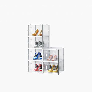 Scatola porta scarpe pieghevole in plastica bianca con rete, 6 pezzi, 36*28*21 cm, grande formato, combinabile liberamente - Product Image 4