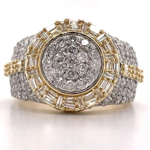 <b>925</b> Sterling <b>Silver</b> Moissanite Diamond Hip Hop Cluster <b>Ring</b> <b>with</b> Rhodium Plated Prong Setting for Men's Iced Out Halo Style - Product Image 1