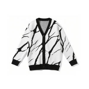 Custom Logo ODM OEM Jacquard Knit Sweater V Neck Knitted Knit Women's Sweaters Cashmere Sweater <b>Cardigan</b> - Product Image 2