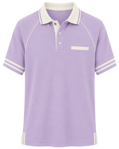 ผลิตเสื้อโปโลผู้ชายสีขาวลาเวนเดอร์แบบกำหนดเอง เสื้อผ้ากีฬาลำลองระบายอากาศได้ดี แขนสั้น ผ้าคอตตอนผสม - Product Image 1