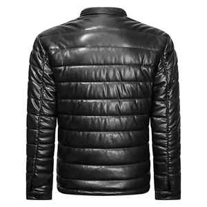 Veste matelassée en cuir véritable pour homme, veste légère d'hiver, de haute qualité, personnalisée, brodée, neuve - Product Image 5