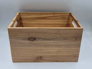 Rustic Pine Wooden Farmhouse <b>Storage</b> Box with Rope Handles Solid Natural Wood <b>Crate</b> for Countertop Decorative Basket Gift - Product Image 2