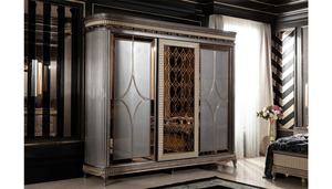 Juego de Dormitorio de Lujo de Madera de Teca Sólida Estilo Mid-Century Antiguo con Cama King Size Tallada en Oro, Mesitas de Noche y Tocador para Uso Hotelero - Product Image 4