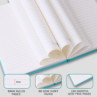 Cuaderno de Tapa Dura de Cuero PU A5, 200 Páginas Rayadas, Diario de Escritura de 8 x 5 Pulgadas para Trabajo, Viajes, Universidad, Oficina