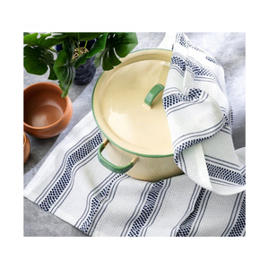 Superior 100% algodón rayas bordado Jacquard tejido GOTS aprobado 520GSM secado rápido Anti retráctil duradero Premium toalla de cocina - Product Image 1