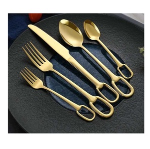 Deluxe Quality Eco-Friendly Matte Gold Stainless Steel Cutlery <b>Set</b> Modern Design <b>Flatware</b> <b>Set</b> for Home Hotel Party Use - Product Image 2