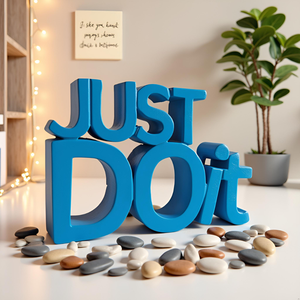 Just Do It - Decoración de Oficina Creativa de Madera Pintada en Azul, Adorno de Madera de Ingeniería para Decoración de Oficina, Artículo Decorativo - Product Image 1
