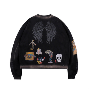 Custom Mens Oversized Contrast Collar <b>Long</b> <b>Sleeve</b> Vintage Soccer Jersey <b>Tshirt</b> V-neck Full Printing - Product Image 3