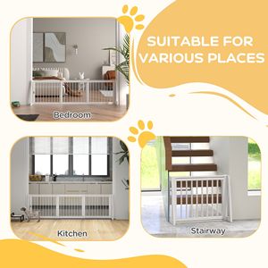 Cancelletto per Animali Domestici Autoportante in Legno Bianco da 28-75 Pollici con Piedini di Supporto e Tappetini Antiscivolo per Scale e Porte Interne - Product Image 4