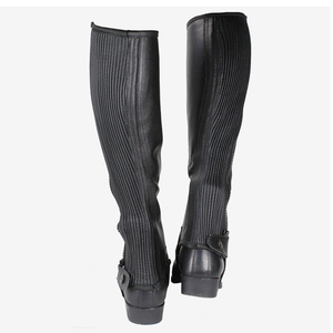 Botas de equitación de cuero genuino de alta calidad, mini chaps para caballo, con estribos de tobillo y cincha, para montar a caballo. - Product Image 4