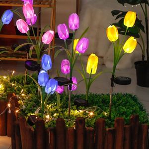 Solar IP65 Waterproof <b>LED</b> Colorful Tulips Simulated Flowers Dimmable Decoration <b>Lights</b> ROHS CE FCC Certified for Valentine Patio - Product Image 3
