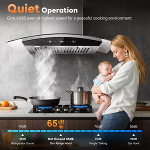 Ventilateur de poêle mural 30W 700C-F-M avec panneau tactile pour cuisine, LED, NOUVEAU - Product Image 6