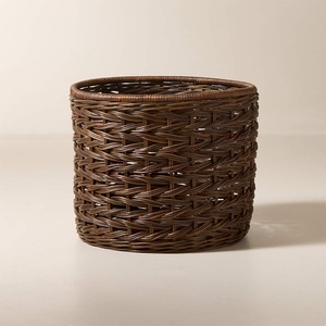 Hand woven rattan plant <b>basket</b> home decor accessories cylindrical plants holder pot <b>baskets</b> - Product Image 1