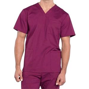 Tenues d'infirmiers pour hommes, vêtements de travail médicaux pour hôpital, uniforme respirant en coton mélangé, haut à col en V et pantalon, fabricant - Product Image 1