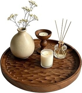 Tabla de Madera Tradicional en Forma de Loto para Servir, Base para Centro de Mesa de Té - Product Image 5