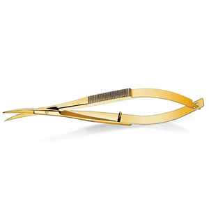 Ciseaux à ressort incurvés de 4,7 pouces en acier inoxydable tranchant pour la coupe des sourcils et des cils, logo personnalisé - Product Image 1