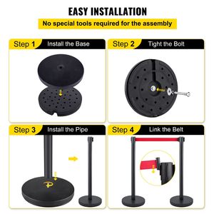 Set di 6 Pali di Controllo Folla con Nastro Retrattile Rosso da 2 m (6,6 piedi) per una Gestione Efficace della Folla - Product Image 6