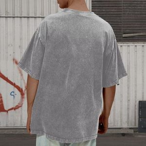 Camiseta de cuello redondo para hombre, oversize, de corte holgado, hombros caídos, manga corta, de algodón, estilo casual y streetwear - Product Image 4