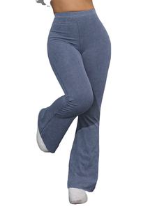 Pantalones Anchos Azules Personalizados, Cintura Alta, Elásticos, Transpirables, de Punto, Casuales, con Bolsillos Laterales, Estilo Otoñal - Product Image 1
