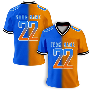 Maillot de football américain personnalisé à col en V, 100 % polyester, maille respirante, manches courtes, grande taille, vêtements de sport d'été - Product Image 1