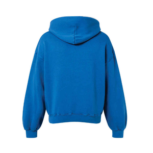เสื้อฮู้ดผู้ชายสีน้ำเงินล้วนสำหรับฤดูหนาว แขนทรงโคมไฟ พิมพ์ลายสกรีน ป้องกันลมและระบายอากาศได้ดี - Product Image 6