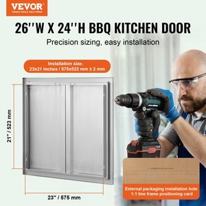 Doppia cucina esterna in acciaio inox a filo porta 26W X 24H pollici porta di accesso per barbecue maniglie da incasso per isola grigliate - Product Image 2