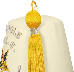 Gorro Fez de Regalia Masónica OES 2026 - Fieltro/Terciopelo Blanco Puro/Blanco Crema con Bordado a Mano y Diseño de Pedrería, Servicio Personalizado OEM - Product Image 3
