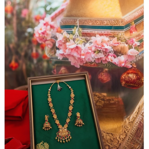Ensemble de collier long en pierre et perles de style temple Heritage, bijoux de mode 10575504PGR - Product Image 2