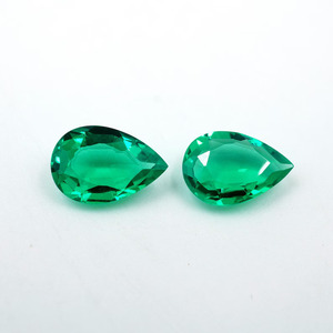 Paire de pierres précieuses émeraudes cultivées en laboratoire, vertes, taille poire 9x6mm (2 pièces) HAYAAT GEMS pour la fabrication de bijoux, 2,15 carats - Product Image 1