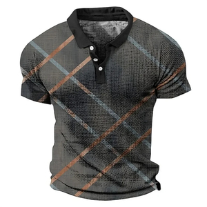 Chemise pour homme ACE à motif géométrique imprimé intégral, manches courtes, coupe classique, respirante, 100% polyester, col rabattu - Product Image 2