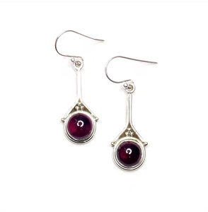 925 Sterling <b>Silver</b> <b>Dangle</b> <b>Earrings</b> With Round Garnet Gemstone Minimalist Design Fine Jewelry Wholesaler Best In Price - Product Image 1