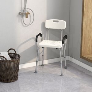 Chaise de douche médicale réglable blanche avec accoudoirs, équipement de sécurité pour salle de bain - Product Image 2
