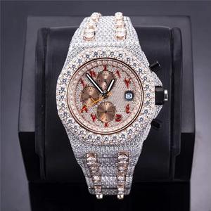 Reloj Unisex de Lujo MB ETERNAL JEWELS con Diamantes de Moissanita, Aleación de Cuarzo, Movimiento ETA, Estilo Hip Hop, Totalmente Cubierto de Diamantes, para Uso Diario - Product Image 1