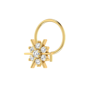Piercing de nez en or 14 carats avec diamant naturel de 0,11 carat, forme de fleur, couleur HI, clarté VS-SI, bijoux fins - Product Image 4