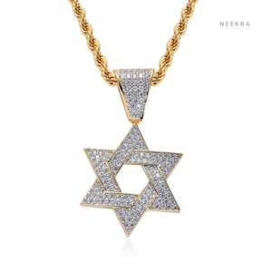 Colgante Hexagrama de Moissanita – Diseño Totalmente Cubierto de Piedras, Colgante Estrella Hexagrama Estilo Hip Hop de Moissanita en Plata 925, Pieza Destacada - Product Image 3