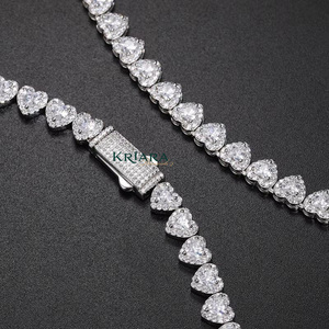 Unisex S925 Silver Heart Cut Lab Grown Diamond Hiphop Style 18K Gold Plated Rhodium <b>Statement</b> <b>Necklace</b> Luxury Wedding Jewelry - Product Image 1