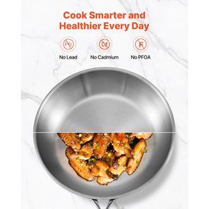 Set di Padelle ChefFT in Acciaio Inox Tri-Ply da 8, 10, 12 Pollici con Manico Resistente al Calore, Capacità 4L - Product Image 4
