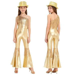 Costume de danse disco pour filles de 6 à 16 ans, combinaison avec chapeau Fedora pour banquets, concours, fêtes, compétitions de danse, costumes de danse jazz - Product Image 3