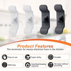 4 Pack Cable Organizer Adhesive Cable <b>Wrap</b> Holder Keeper for Blender Coffee Maker Cable Management Accessories for <b>Kitchen</b> - Product Image 3