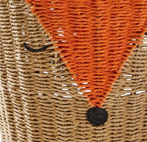 Aesthetic Woodland Fox Seagrass Storage Basket Handcrafted <b>Wicker</b> Animal Toy Hamper Creative Decorative <b>Bin</b> Nursery - Product Image 2
