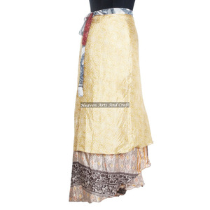 Falda de Seda Estilo Sari para la Playa, Reversible, Vintage, para Chicas, Falda Cruzada Mágica de Seda de 38 Pulgadas para Mujer - Product Image 6