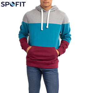 Sweat-shirts pour hommes 100% coton molletonné de haute qualité, pull à capuche grande taille, confortable, streetwear d'hiver, uni, couleur contrastée - Product Image 1