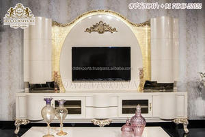 Gabinete de exhibición de curiosidades de oro de estilo italiano Gabinete de curiosidades de comedor tallado clásico Gabinete de curiosidades de 4 puertas de estilo francés - Product Image 6