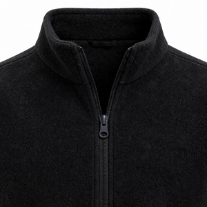 Custom Black Fleece Jacket Full Zip Stand Collar Outdoor <b>Thermal</b> Fleece Coat Winter Plain Casual Sportswear <b>Mens</b> Heavyweight - Product Image 4