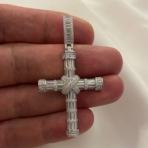 Pendentifs et breloques hip-hop en diamant VVS, en argent sterling S925, pendentif croix en diamant certifié IGI, taille baguette, bijoux religieux - Product Image 6