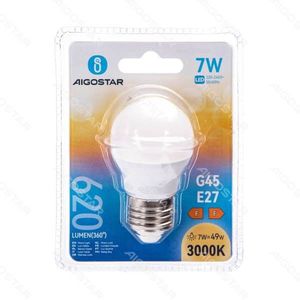 Lampadina Led Aigostar G45 E27 7W 3000K Bianco Caldo 620 Lumen - Product Image 1