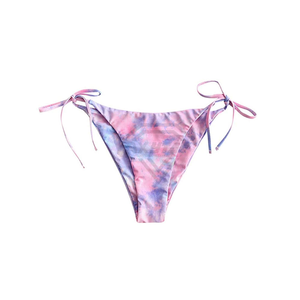 Ensemble de bikini tie-dye pour femmes, couleur dégradée, spandex, polyester, haut halter, bas à lacets, maillot de bain respirant - Product Image 2