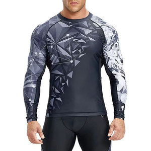 <b>Men</b> Full Sleeve <b>Compression</b> Rash Guard Geometric Print Eco-Friendly Breathable Quick Dry Sport <b>Shirt</b> Polyester Adult Fit - Product Image 1